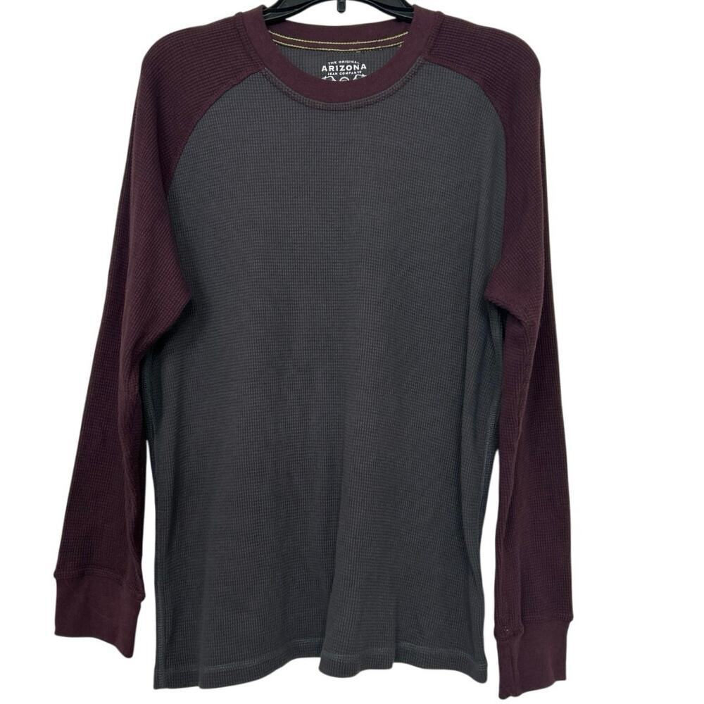 Arizona Jean Co Men’s XL Waffle Knit Thermal Long Sleeve Burgundy Gray Baselayer